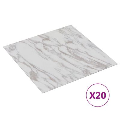 vidaXL Itsekiinnittyvä lattialankku 20 kpl PVC 1,86 m² valkea marmori