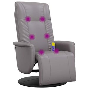 vidaXL Hierova nojatuoli jalkatuella harmaa keinonahka