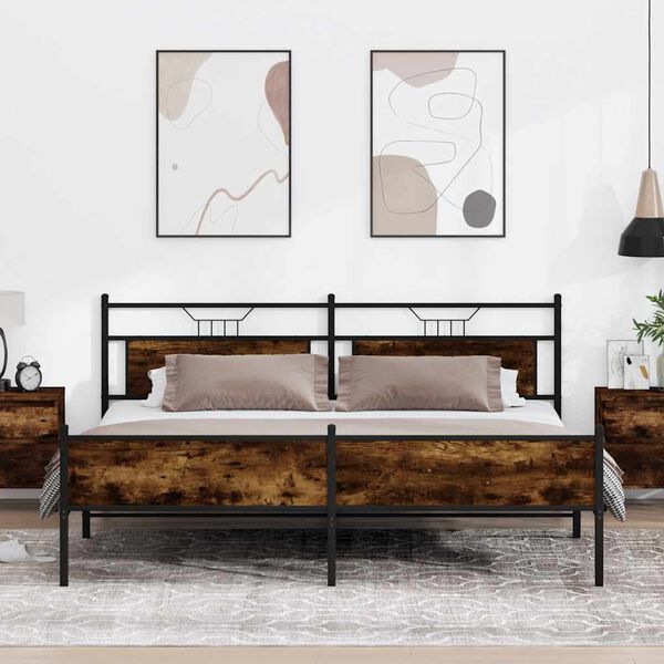 vidaXL Metallinen s&auml;ngynrunko ilman patjaa savutammi 200x200 cm