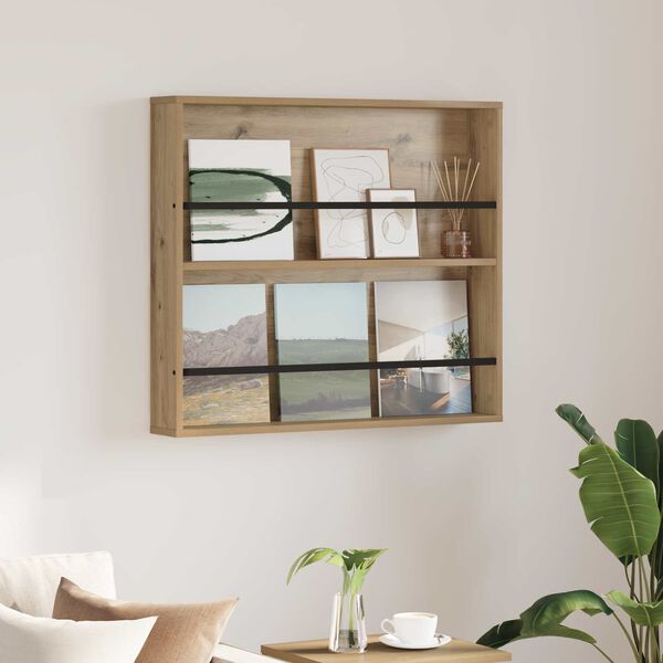 vidaXL Lehtiteline hyllyll&auml; Artisan tammi 80 x 12 x 70 cm Tekninen puu