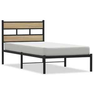 vidaXL Metallinen s&auml;ngynrunko ilman patjaa Sonoma-tammi 75x190 cm