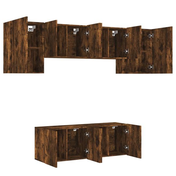 vidaXL 6-osainen TV-sein&auml;yksikk&ouml;sarja savutammi tekninen puu