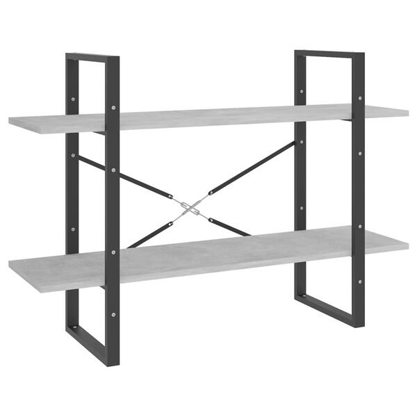 vidaXL 2-tasoinen kirjahylly betoninharmaa 100x30x70 cm tekninen puu