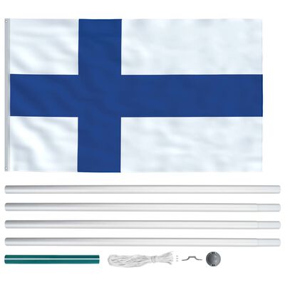 vidaXL Suomen lippu ja tanko alumiini 6,2 m