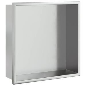 vidaXL Suihkuhylly harjattu hopea 32x32x9 cm ruostumaton ter&auml;s