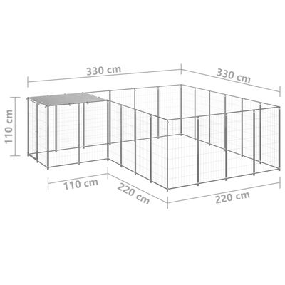 vidaXL Koiranhäkki hopea 8,47 m² teräs