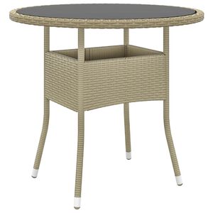 vidaXL Puutarhap&ouml;yt&auml; &Oslash;80x75 cm karkaistu lasi ja polyrottinki beige