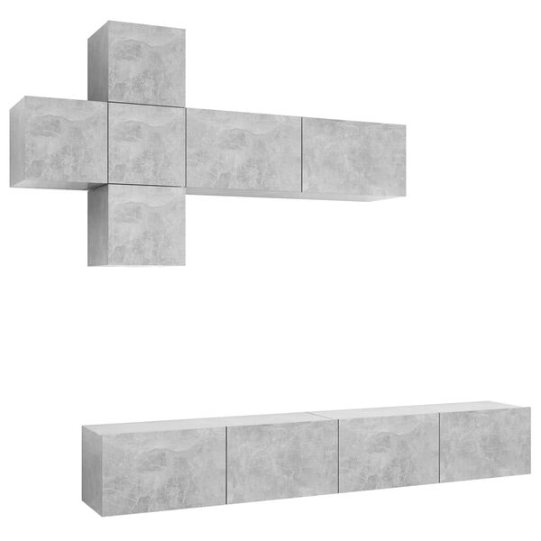 vidaXL 7-osainen TV-kaappisarja betoninharmaa lastulevy