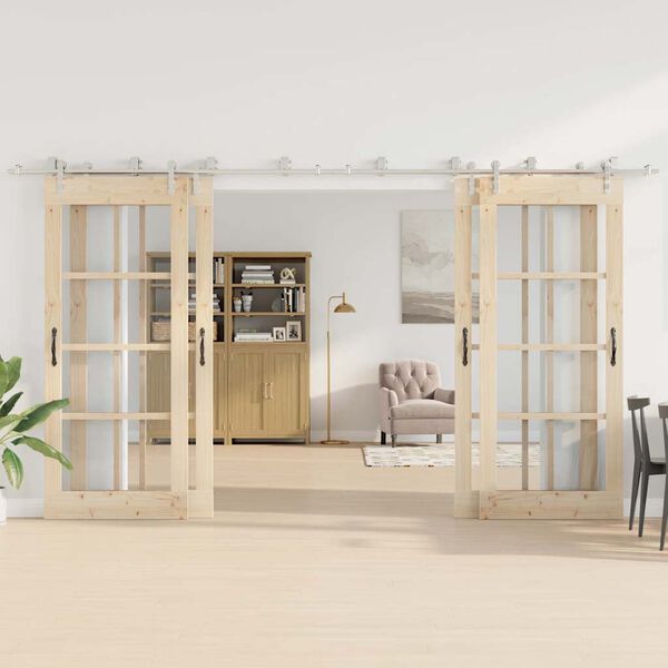 vidaXL Liukuoven asennustarvikkeet 400 cm ruostumaton teräs hopea