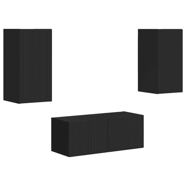 vidaXL TV-tasosetti Sein&auml;kiinnitett&auml;v&auml; 2 pcs Musta Tekninen puu