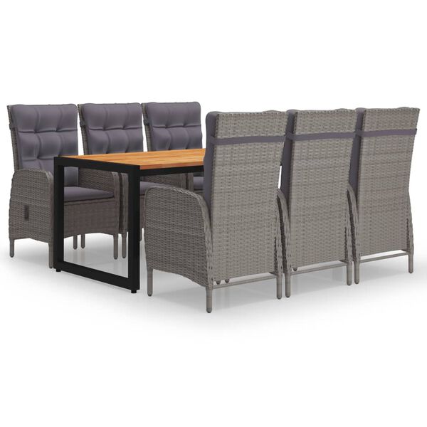 vidaXL 7-osainen Ulkoruokailuryhm&auml; harmaa