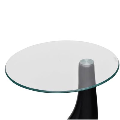 vidaXL Sohvapöytä pyöreä lasinen pöytälevy Korkeakiilto musta