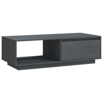 vidaXL Sohvapöytä harmaa 110x50x33,5 cm täysi mänty