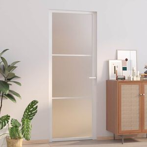 vidaXL Sis&auml;ovi 76x201,5 cm valkoinen mattalasi ja alumiini