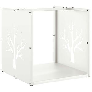 vidaXL Polttopuuteline valkoinen 40x40x40 cm kylm&auml;valssattu ter&auml;s