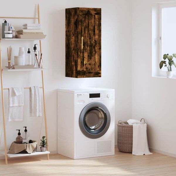 vidaXL Sein&auml;kiinnitett&auml;v&auml; kaappi savutammi 34,5x34x90 cm tekninen puu