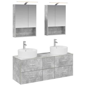 vidaXL Kylpyhuonekalustesetti 5 pcs Betoninharmaa Tekninen puu ja lasi