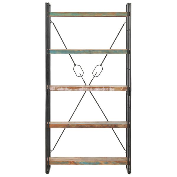 vidaXL 5-tasoinen kirjahylly 90x30x180 cm täysi kierrätetty puu