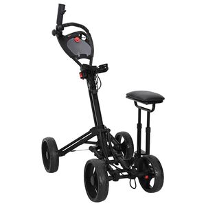 vidaXL Golfvaunu istuimella Musta Alumiini Taitettava