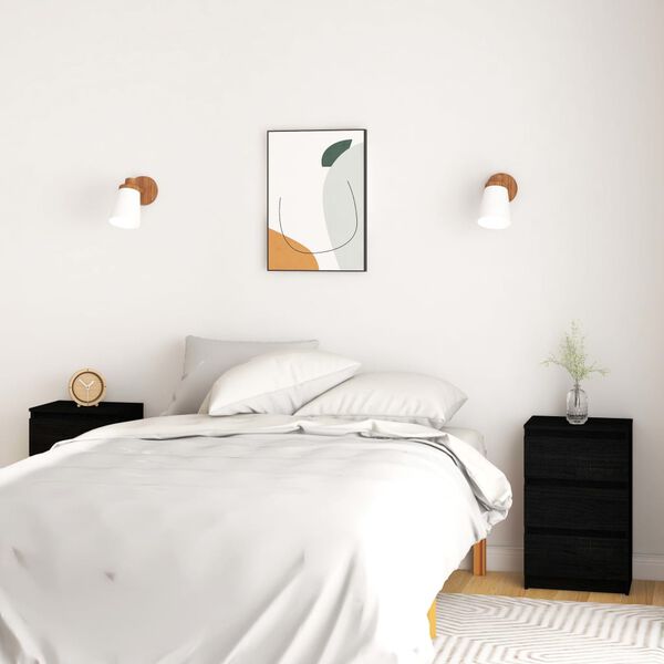 vidaXL Yöpöydät 2 kpl musta 40x29,5x64 täysi mänty