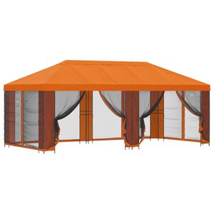 vidaXL Paviljonki sivuseinill&auml; 6 x 3 m Oranssi Polyesteri ja ter&auml;s 190