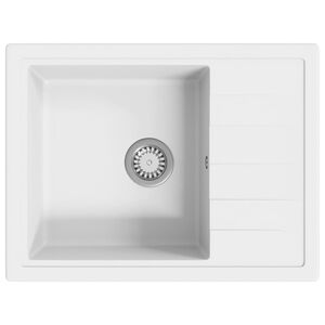 vidaXL Keitti&ouml;n tiskiallas ylivuotorei&auml;ll&auml; ovaali valkoinen graniitti