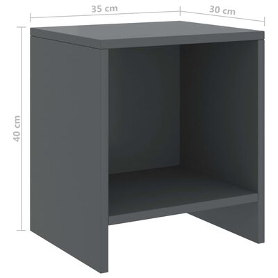 vidaXL Yöpöydät 2 kpl tummanharmaa 35x30x40 cm täysi mänty