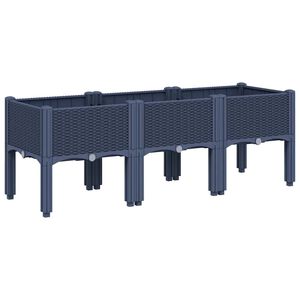vidaXL Kukkalaatikko jaloilla sininen harmaa 120x40x42 cm PP