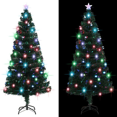 vidaXL Esivalaistu joulukuusi jalustalla 180 cm kuituoptiikka