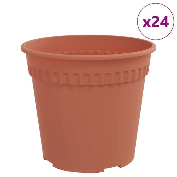 vidaXL Py&ouml;re&auml; kukkaruukku 24 pcs Tiilenpunainen &Oslash; 19 x 16 cm Muovi