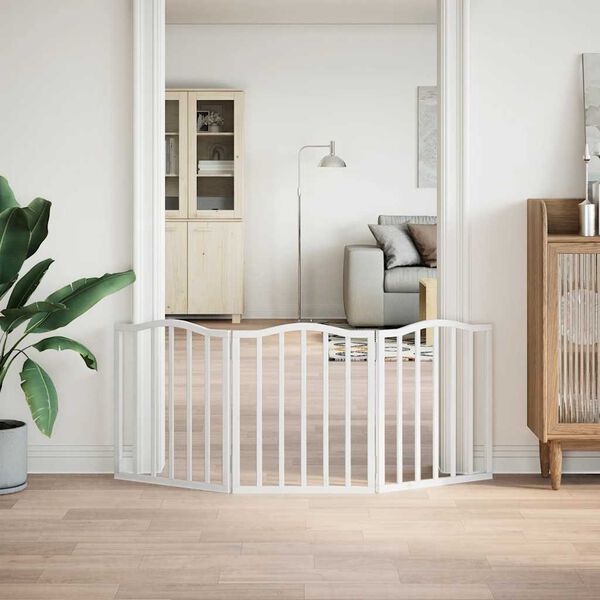 vidaXL Koiraportti kokoontaittuva 3 paneelia valk. 150 cm poppelipuu