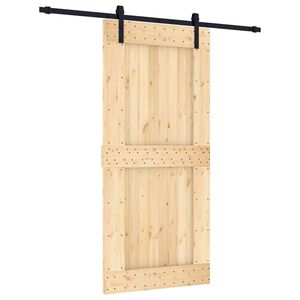 vidaXL Liukuovi Luonnollinen ja musta 95 x 210 cm Massiivinen m&auml;nty