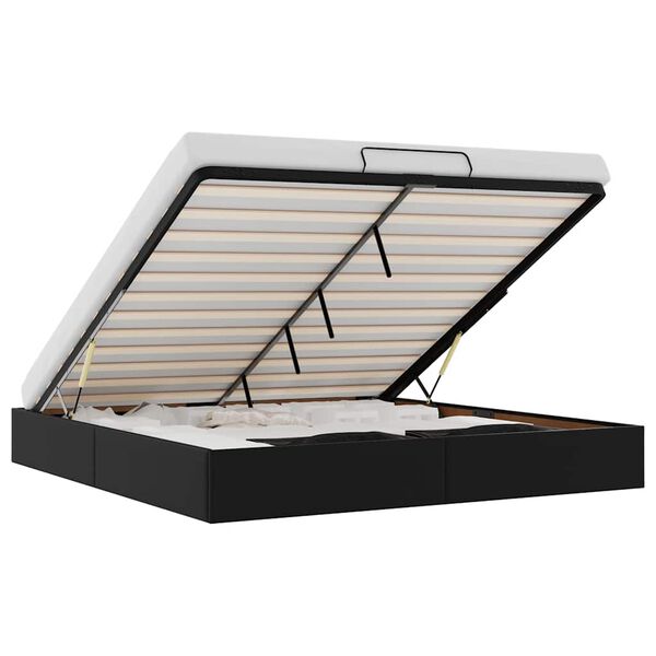 vidaXL Ottomaanien sängyn runko ilman patjaa musta keinonahka