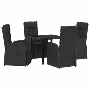 vidaXL Piharuokailu setti tyynyll&auml; 5 pcs Musta polyrottinki