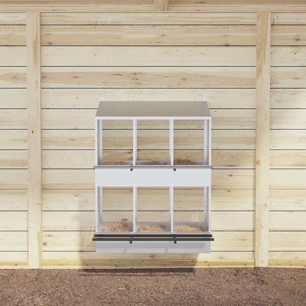 vidaXL Kananpesälaatikko 6 lokerolla galvanoitua hopeametallia