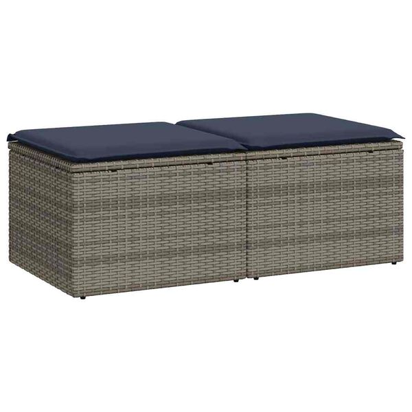 vidaXL 2-osainen Puutarhasohvasarja tyynyill&auml; harmaa polyrottinki