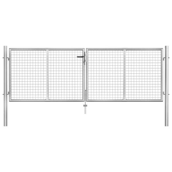 vidaXL Puutarhan portti galvanoitu ter&auml;s 300x75 cm hopea