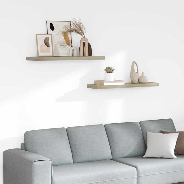 vidaXL Kelluvat sein&auml;hyllyt 2 kpl tammi 90x23,5x3,8 cm MDF