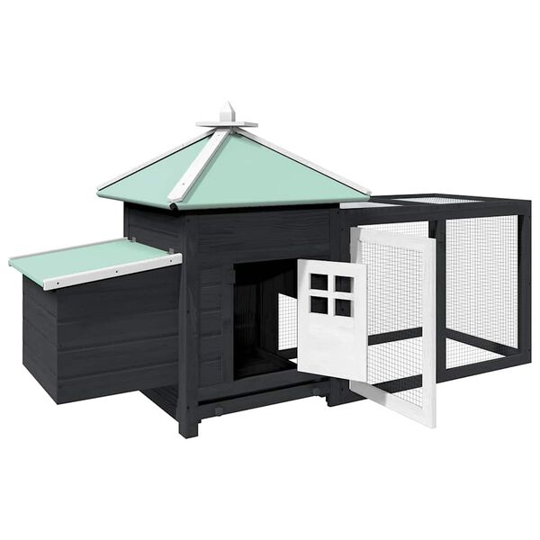 vidaXL Kanakoppi pesälaatikolla harmaa 190x72x102 cm täysi kuusi