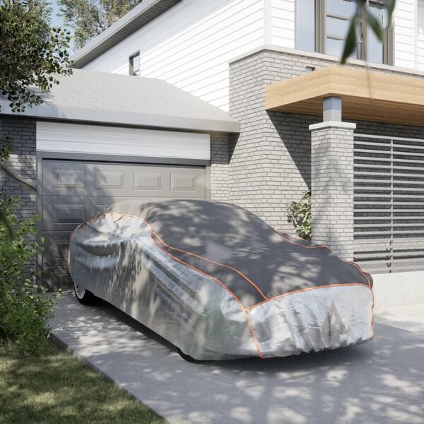 vidaXL Autopeite porrasper&auml;lle raesuojalla XXL harmaa ja hopea