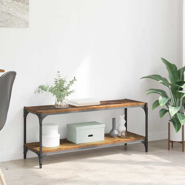 vidaXL TV-kaappi Vanha Puu 100x33x41cm Hienosahattu puu ja rauta