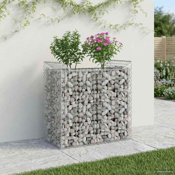 vidaXL Gabion Kohotettu Peti Hopea 50 x 100 x 100 cm Galvanoitu ter&auml;s