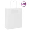 vidaXL Paperikassit 250 kpl kahvoilla valkoinen 18x8x22 cm