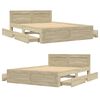 vidaXL Sängynrunko päätylevyllä Sonoma-tammi 135x190 cm tekninen puu