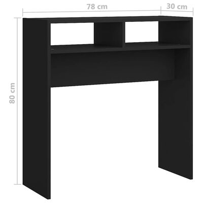 vidaXL Konsolipöytä musta 78x30x80 cm lastulevy