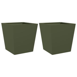 vidaXL Puutarhakukkalaatikot 2 kpl oliivinvihre&auml; 40x40x40 cm ter&auml;s