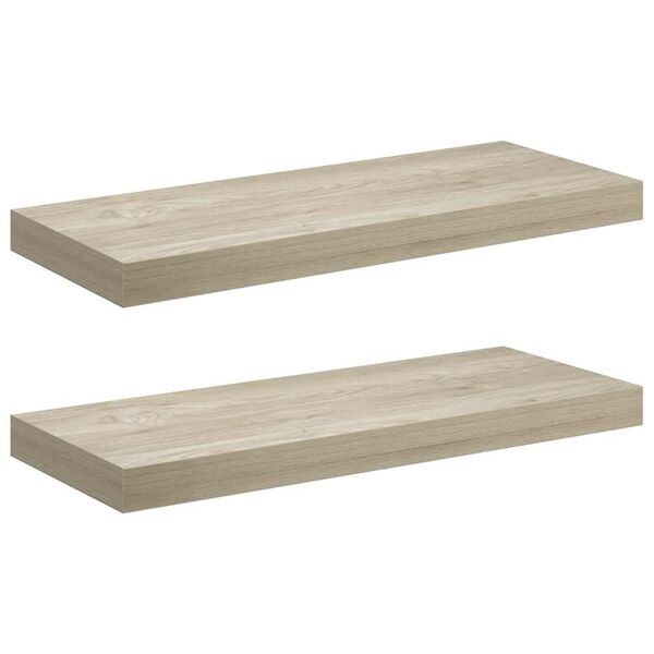 vidaXL Kelluvat sein&auml;hyllyt 2 kpl tammi 60x23,5x3,8 cm MDF