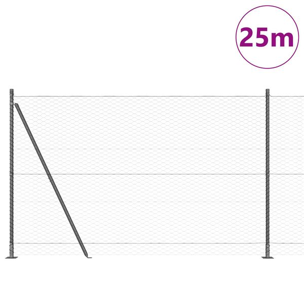 vidaXL Aitalatu Harmaa 25 x 1,4 m (36 mm verkko) Ter&auml;st&auml; ja PVC:t&auml;
