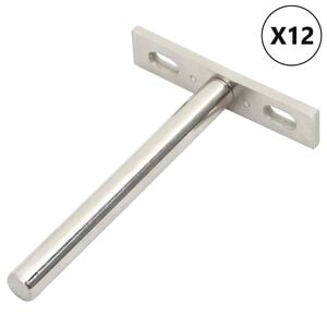 vidaXL kelluvat hyllykannattimet 12 kpl n&auml;kym&auml;t&ouml;nt&auml; &Oslash;10x100 mm