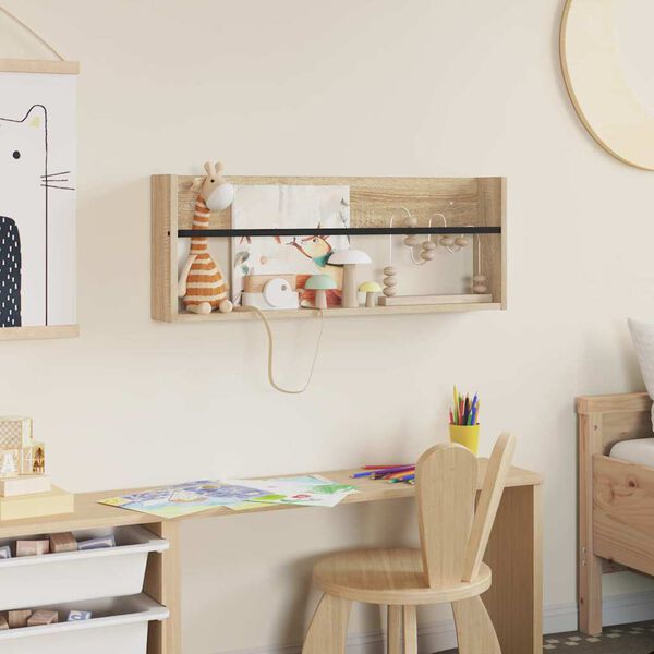 vidaXL Lehtiteline hyllyll&auml; Sonoman tammi 80 x 12 x 30 cm Tekninen puu